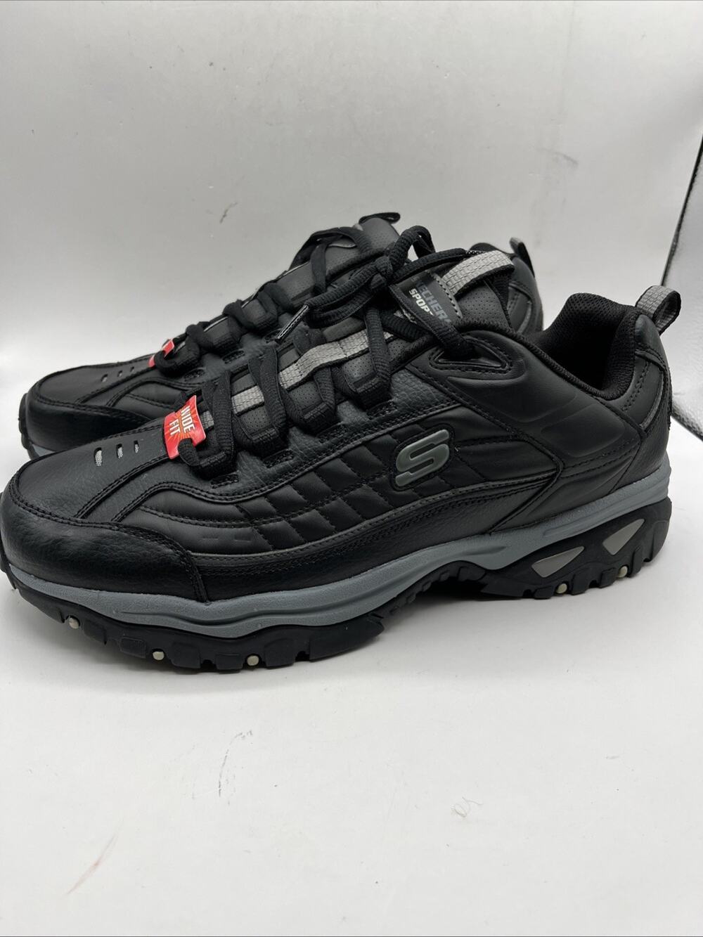 Skechers Men's Energy After Burn Athletic Black Leather Sneakers Shoes 50081 NEW